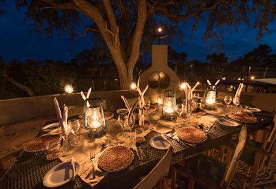 Outdoor dining in the Timbavati Game Reserve