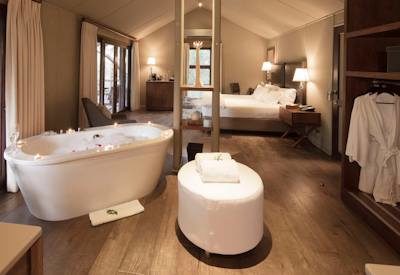 Luxury tent features beautiful bathrooms