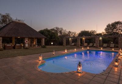 The beautiful swimming pool at River Lodge
