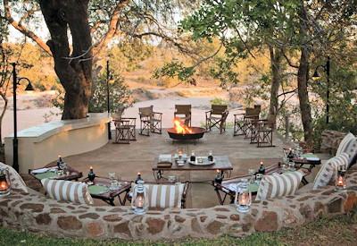 Outdoor lounge overlooking the game reserve