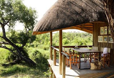 Private timber decks and dining area