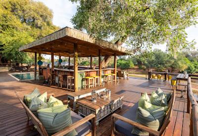 The outdoors bar and swimming pool