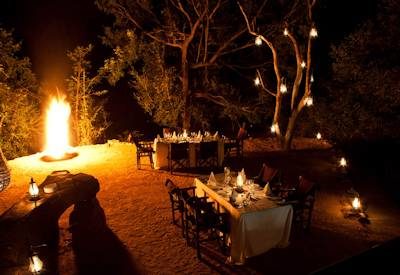Dinner by fire and star light