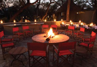 Outdoor boma area with firepit