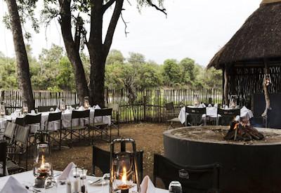 Outdoor boma area with firepit