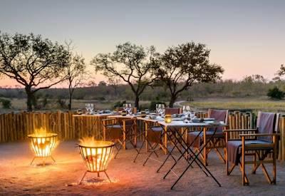 Outdoor dining at Castleton Camp