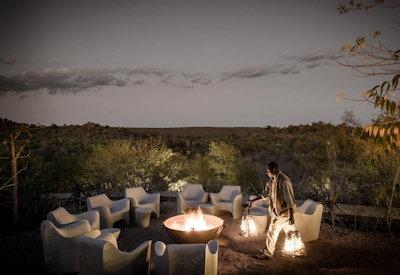 Lodge fire pit under the stars