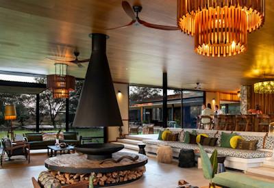 Amazing lounge and bar area with fireplace