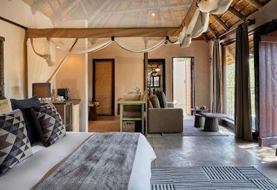 The lodge bedrooms within a natural environment and rugged beauty