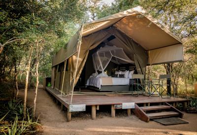 Tented luxury accommodation with king size bed