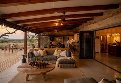 Open air lounge and fireplace