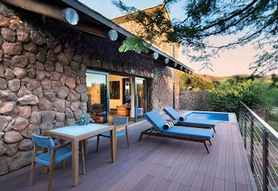 Private patio with outdoor furniture and a plunge pool