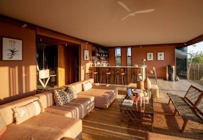 Lounge and bar area at camp