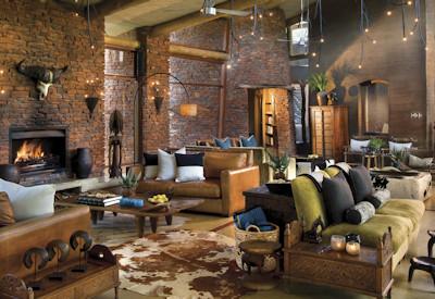 Lounge and bar area with fireplace