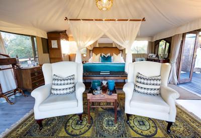 Luxury tent with large separate tented bathroom