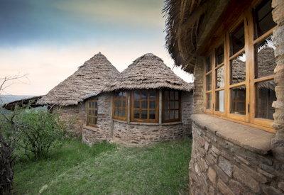 Stone and thatched chalets
