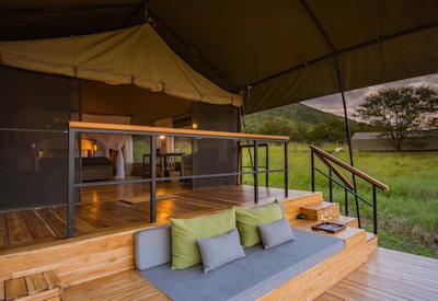 Outdoor deck with lounge area