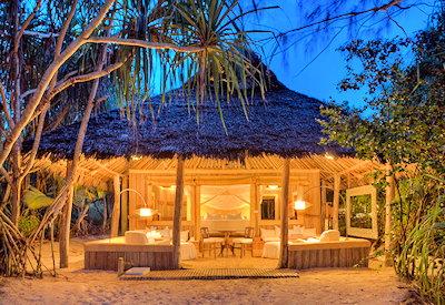 Island Lodge set up at night