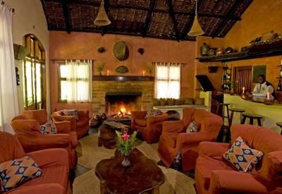Thatched guest lounge area