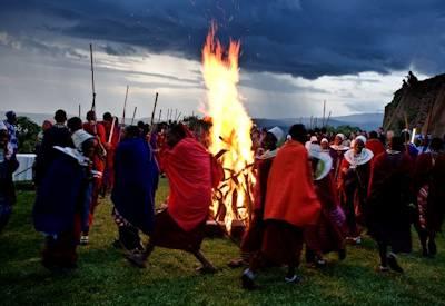 Maasai dancing and singing