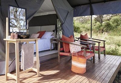 Private wooden deck with seating
