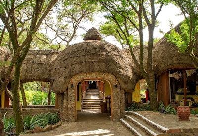 Thatched safari lodge in the Serengeti