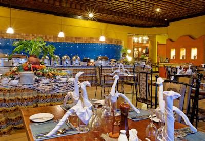 Dining area within the safari lodge
