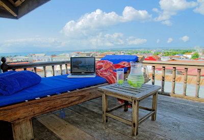Views out over Stone Town and Ocean
