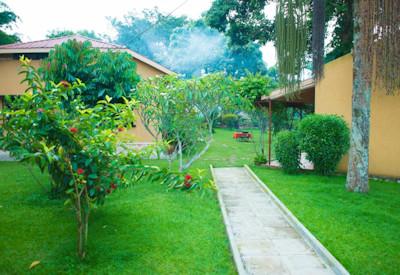 Rooms overlook manicured lawns
