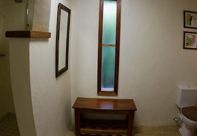 Bathroom with flushing toilets