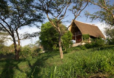Safari lodge located on the river bank
