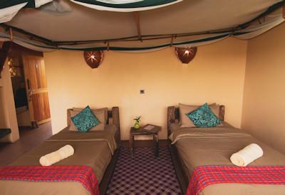 Tented suites with comfortable beds