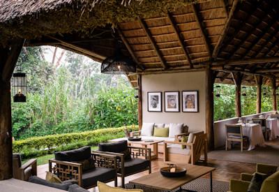 Main lodge building with lounge and bar area