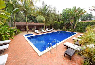 Beautiful swimming pool with loungers