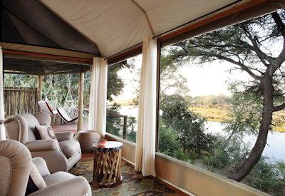 Views of the Lower Zambezi connected by raised walkway