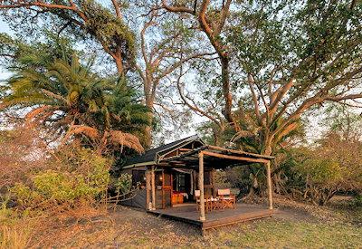 Classic Zambia bush camp with views of seasonal floodplains