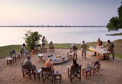 The mighty Zambezi River sunset after walking safaris