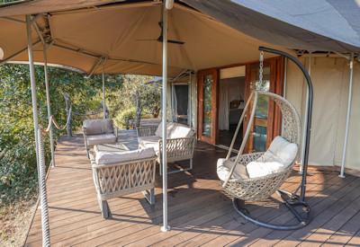 Raised decking overlooking the African bush