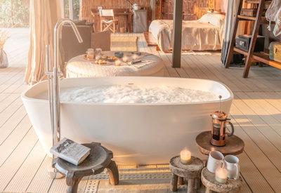 Free standing baths and made from natural materials