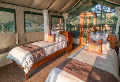 Twin bed options in the eight classic tents