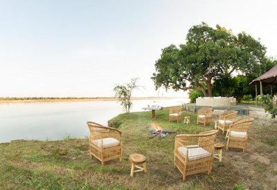 Luangwa river and firepit at this seasonal camp