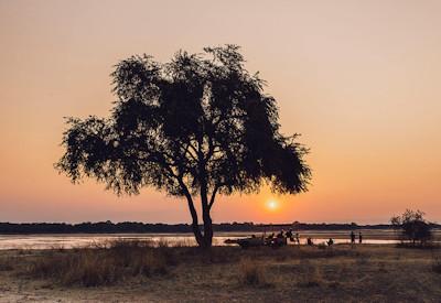 Sunset drinks on the banks of the Luangwa River