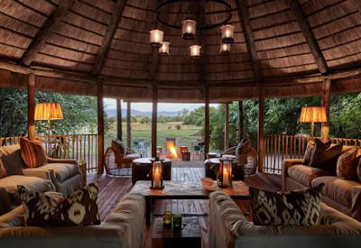 Thatched lounge and dining area