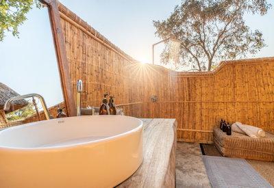 Outdoor bathrooms at this luxurious camp