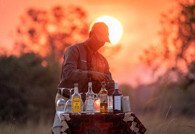 Sunset drinks at camp