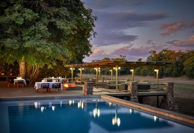 Swimming pool and outdoor dining area