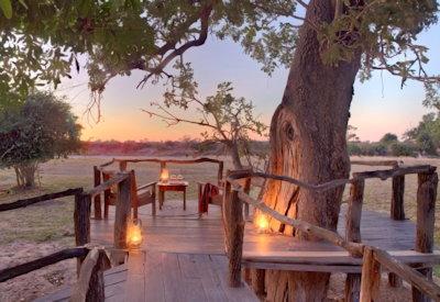 South Luangwa safari camp with raised wooden platforms