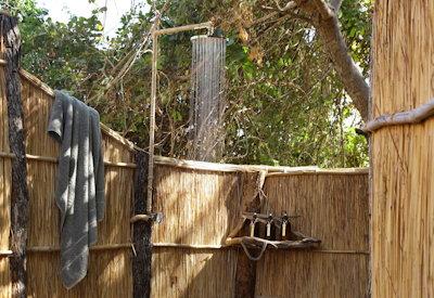 Outdoor shower at the amazing walking camp