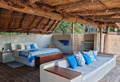 Large thatched safari chalets