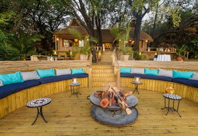 Sunken firepit at lodge